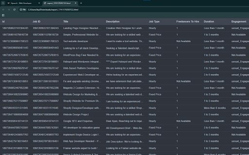 Upwork Scraper: Export Jobs, Freelancers, Reviews  more  from Chrome web store to be run with OffiDocs Chromium online