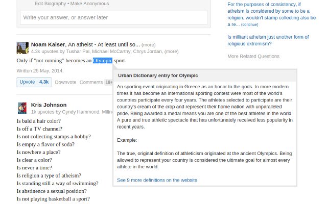 Urban Dictionary ค้นหาคำทันทีจาก Chrome เว็บสโตร์ที่จะเรียกใช้ด้วย OffiDocs Chromium ออนไลน์