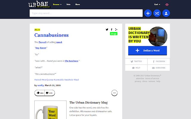 Urban Dictionary Lookup  from Chrome web store to be run with OffiDocs Chromium online