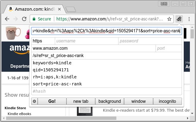 URI Splitter  from Chrome web store to be run with OffiDocs Chromium online