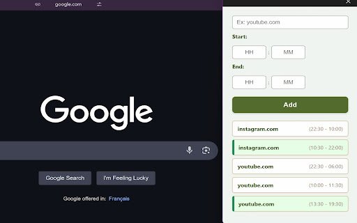 URL Blocker by Time  from Chrome web store to be run with OffiDocs Chromium online