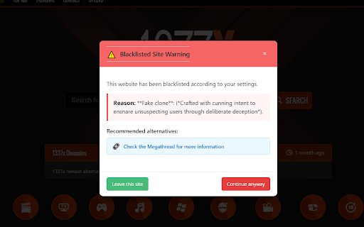 URL Warning Extension  from Chrome web store to be run with OffiDocs Chromium online