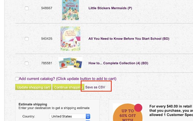 El carrito de compras de Usborne de Chrome web store se ejecutará con OffiDocs Chromium en línea