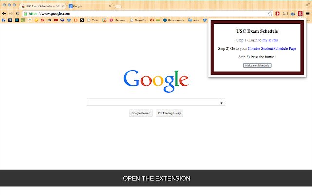 Планувальник іспитів USC із веб-магазину Chrome, який можна запускати з OffiDocs Chromium онлайн