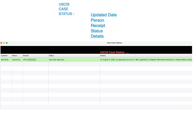 USCIS Case Status  from Chrome web store to be run with OffiDocs Chromium online