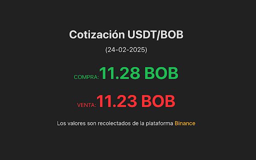 USDT/BOB  from Chrome web store to be run with OffiDocs Chromium online