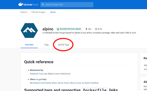 Useful Docker Tags  from Chrome web store to be run with OffiDocs Chromium online