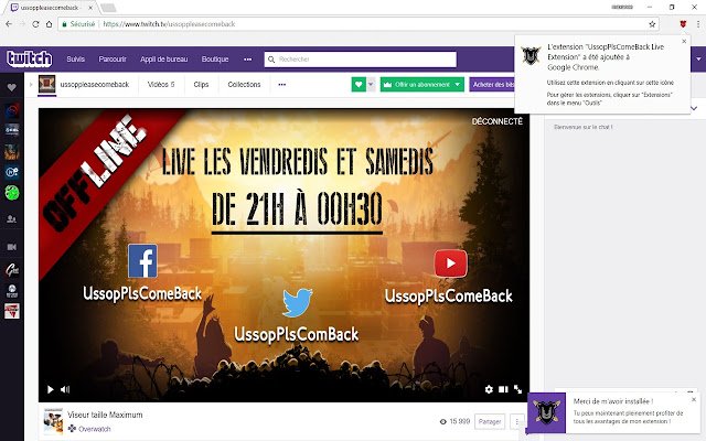 UssopPlsComeBack Live Extension mula sa Chrome web store na tatakbo sa OffiDocs Chromium online