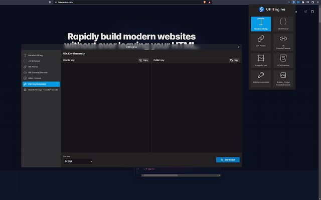 UtilEngine: Swiss Army Knife for Developers  from Chrome web store to be run with OffiDocs Chromium online