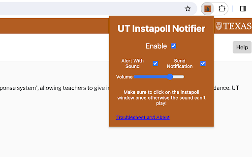 UT Instapoll Notifier  from Chrome web store to be run with OffiDocs Chromium online
