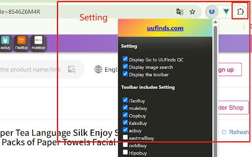 UUFinds cnfans,mulebuy,acbuy,oopbuy,bbdbuy  from Chrome web store to be run with OffiDocs Chromium online