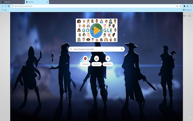 Valo New Tab Theme  from Chrome web store to be run with OffiDocs Chromium online