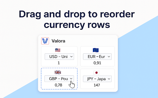 Valora Simple Currency Converter  from Chrome web store to be run with OffiDocs Chromium online