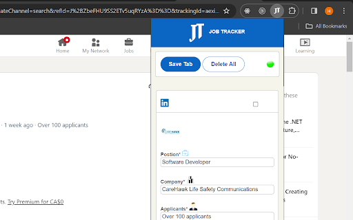 Vanilla Job Tracker  from Chrome web store to be run with OffiDocs Chromium online