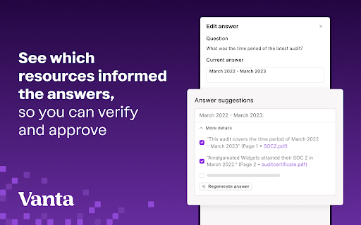 Vanta Questionnaire Automation  from Chrome web store to be run with OffiDocs Chromium online