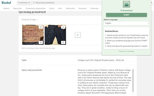 V Assistant  from Chrome web store to be run with OffiDocs Chromium online