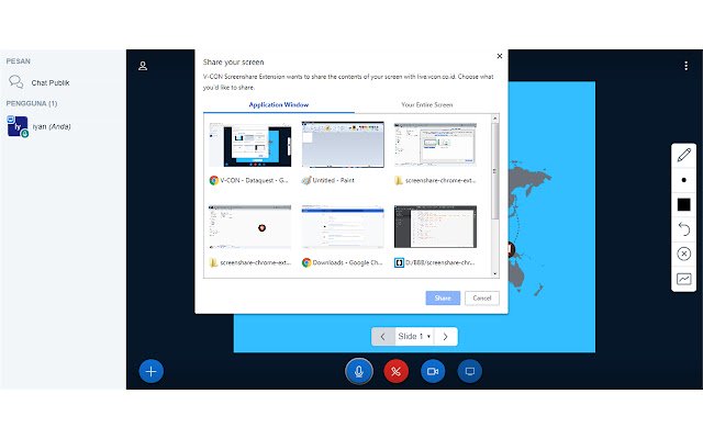 V CON Screenshare Extension ຈາກຮ້ານເວັບ Chrome ທີ່ຈະດໍາເນີນການກັບ OffiDocs Chromium ອອນໄລນ໌