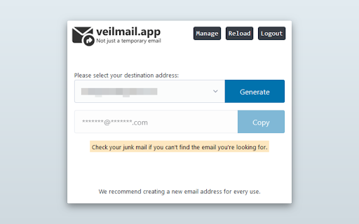 veilmail.app  from Chrome web store to be run with OffiDocs Chromium online