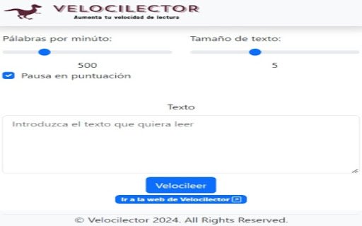 Velocilector Extension  from Chrome web store to be run with OffiDocs Chromium online