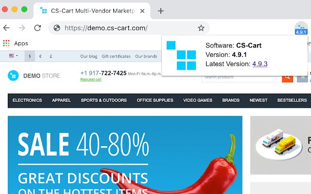 Versi Periksa CS Cart dari toko web Chrome untuk dijalankan dengan OffiDocs Chromium online