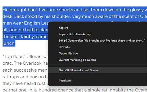 Översätt till svenska med Gemini  from Chrome web store to be run with OffiDocs Chromium online