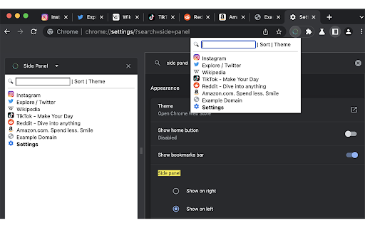 VerticalTabs  from Chrome web store to be run with OffiDocs Chromium online