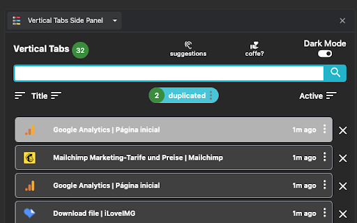 Vertical Tabs Side Panel  from Chrome web store to be run with OffiDocs Chromium online