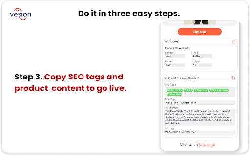 Vesion AI Automated Product Cataloguing  from Chrome web store to be run with OffiDocs Chromium online