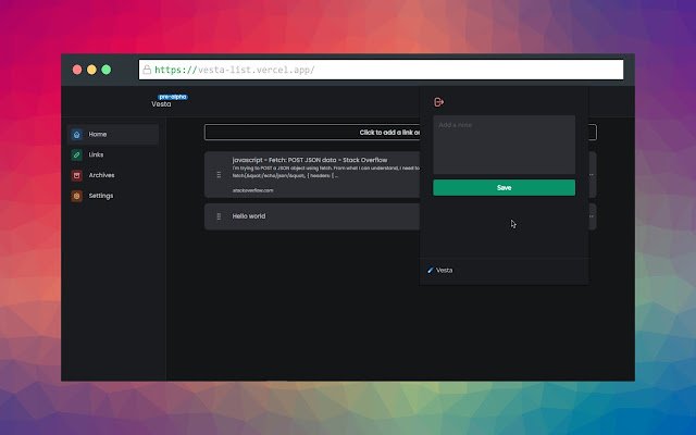Vesta از فروشگاه وب Chrome با OffiDocs Chromium به صورت آنلاین اجرا می شود