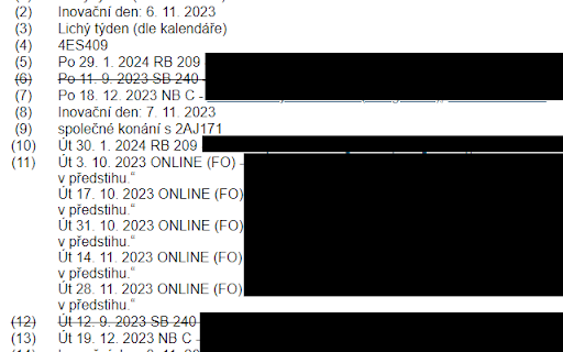 VŠE timetable now  from Chrome web store to be run with OffiDocs Chromium online