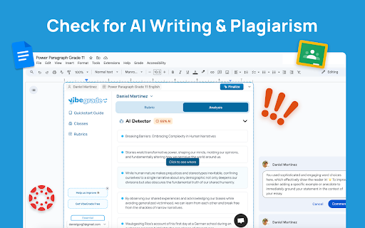 VibeTeach: AI Teaching, Grading Assistant in Google Docs, Canvas, and more  from Chrome web store to be run with OffiDocs Chromium online