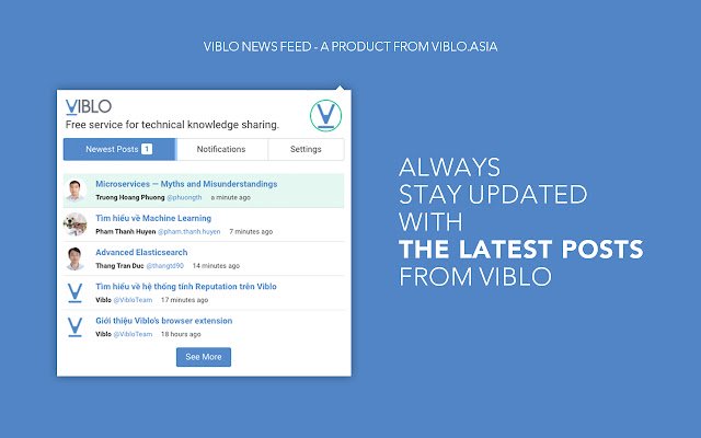 Viblos-nieuwsfeed uit de Chrome-webwinkel wordt uitgevoerd met OffiDocs Chromium online