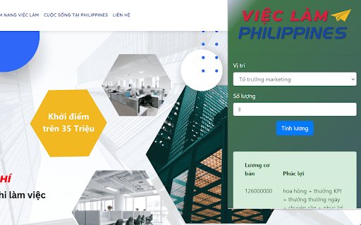 Việc Làm Philippines 24h  from Chrome web store to be run with OffiDocs Chromium online
