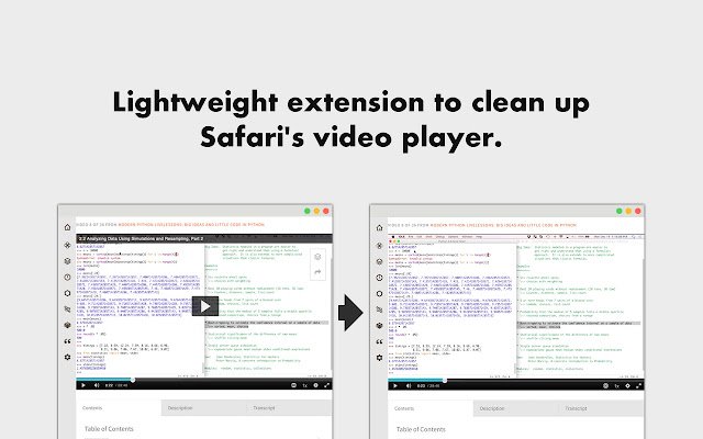 Video Cleaner for Safari™ מחנות האינטרנט של Chrome להפעלה עם OffiDocs Chromium באינטרנט