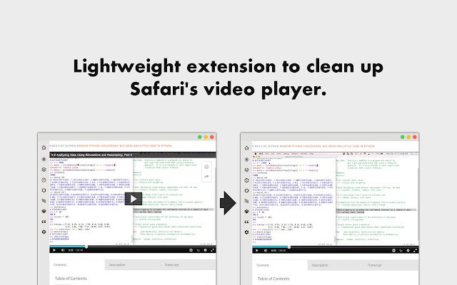 Chrome വെബ് സ്റ്റോറിൽ നിന്നുള്ള Safari™-നുള്ള വീഡിയോ ക്ലീനർ OffiDocs Chromium ഓൺലൈനിൽ പ്രവർത്തിക്കും