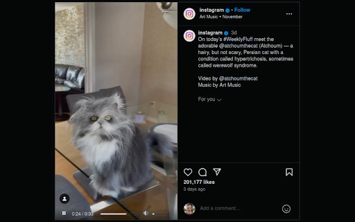 Video Control for Instagram  from Chrome web store to be run with OffiDocs Chromium online