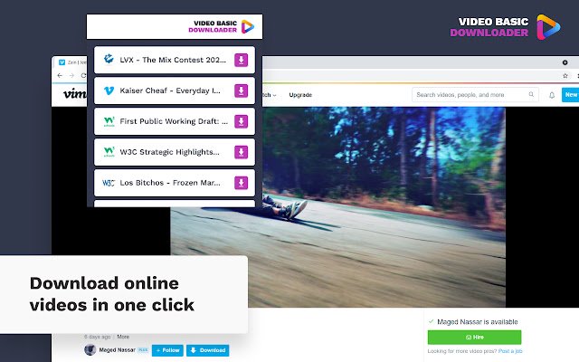 Video Downloader Basic  from Chrome web store to be run with OffiDocs Chromium online