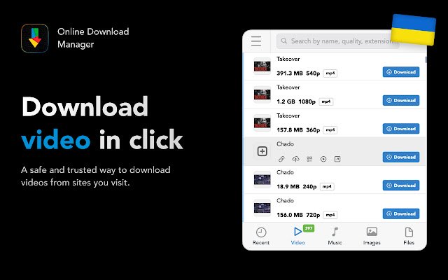 Video Downloader by ODM  from Chrome web store to be run with OffiDocs Chromium online
