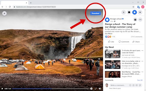 Video Downloader for FaceBook  from Chrome web store to be run with OffiDocs Chromium online