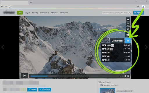 Video Downloader for Vimeo  from Chrome web store to be run with OffiDocs Chromium online