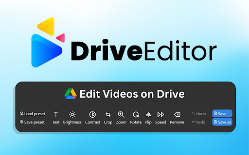 Video Editor by DriveEditor.com  from Chrome web store to be run with OffiDocs Chromium online