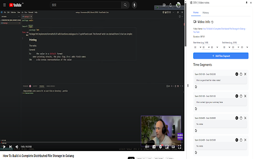 Video notes  from Chrome web store to be run with OffiDocs Chromium online