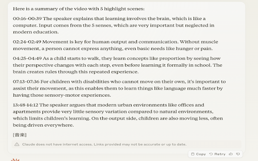 Video Scene Summary with Claude  from Chrome web store to be run with OffiDocs Chromium online