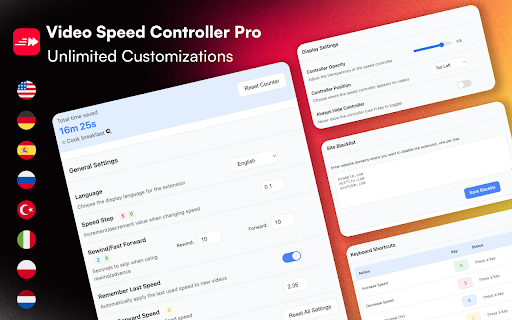 Video Speed Controller Pro  from Chrome web store to be run with OffiDocs Chromium online