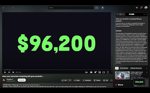Vidooze Instant Text Summaries  Key Moments for YouTube Videos  from Chrome web store to be run with OffiDocs Chromium online