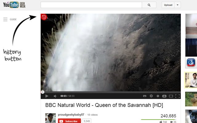 Vidstory: Video history  from Chrome web store to be run with OffiDocs Chromium online