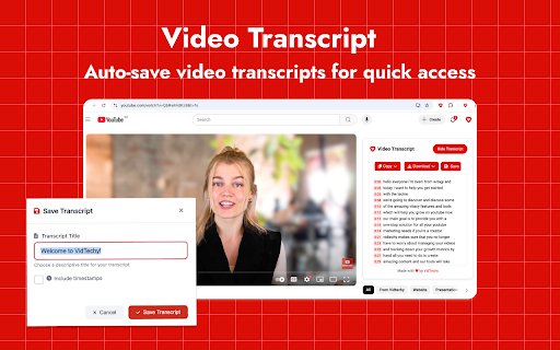 VidTechy  from Chrome web store to be run with OffiDocs Chromium online