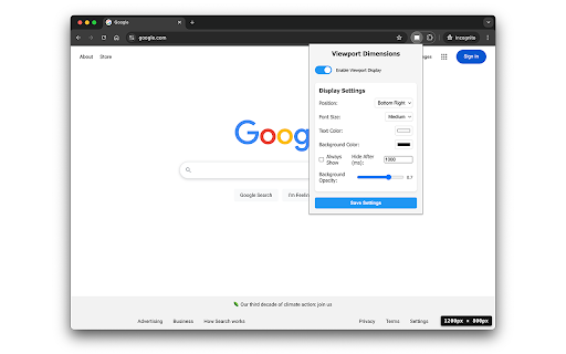 Viewport Dimensions  from Chrome web store to be run with OffiDocs Chromium online