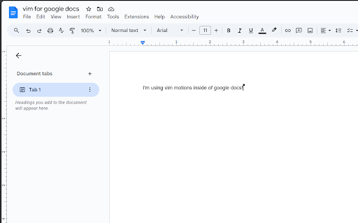 Vim For Docs  from Chrome web store to be run with OffiDocs Chromium online