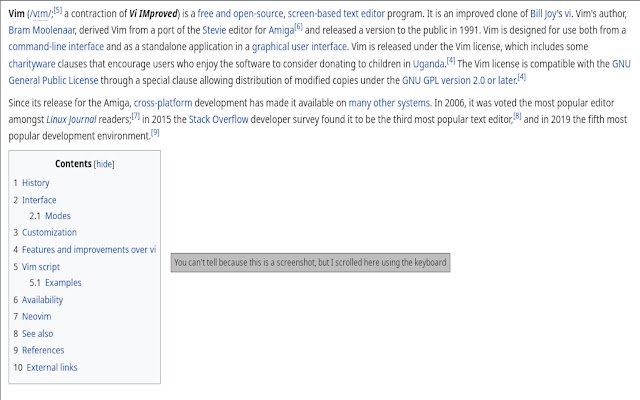 vim scroll  from Chrome web store to be run with OffiDocs Chromium online